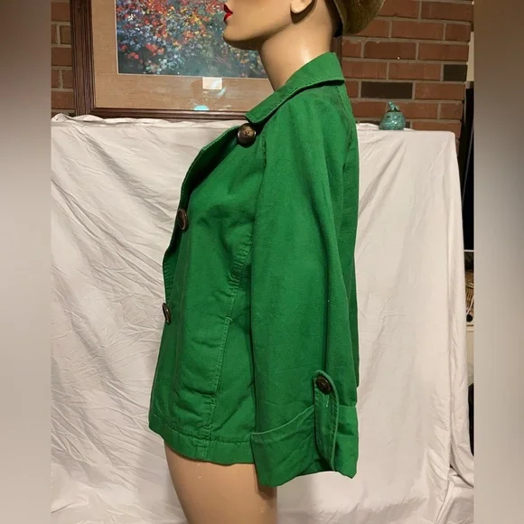 S Kelly Green Old Navy Large Button Canvas Pea Coat Jacket - Picture 3 of 13